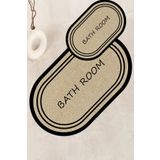 G&C HOME Dijital Baskılı Su Emici Hasır Desenli Bathroom Yazılı İkili Banyo Paspası (40/60cm -60x100cm)