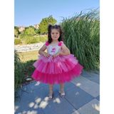 GÇ Kids Kız Çocuk Barbie Pembe Omuzları Çiçekli Elbise - 4 Yaş