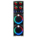 GD-2126 Dijital LED Göstergeli FM Radyolu Mikrofonlu RGB TWS Çift 12 inç Stereo Bass Kablosuz Karaoke Hoparlör T35008 Siyah