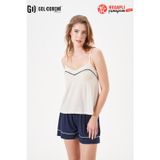 Gd Goldoremi 29021 Premium Kadın Rahat Kalıp İp Askılı Şortlu Pijama Takım