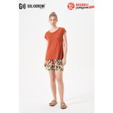 Gd Goldoremi 29156 Premium Kadın Açık Yaka Yazlık Kısa Kollu Şortlu Pijama Takım