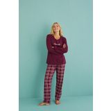Gd Goldoremi 50902-54 Kadın Sleep Mode Milan Kumaş Uzun Kol Ekoseli Pijama Takım