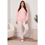Gd Goldoremi Kadın Premium Büyük Beden Pembe Kışlık Uzun Kollu Pijama Takım