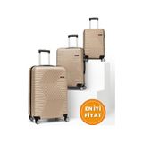 G&d Polo Suitcase Abs 3'lü Gold Lüx Valiz Seyahat Seti 600.06-set Altın