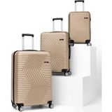 G&d Polo Suitcase Abs 3'lü Gold Lüx Valiz Seyahat Seti 600.06-set