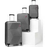 G&D Polo Suitcase Abs 3'lü Koyu Gri Lüx Valiz Seyahat Seti 600.02-set