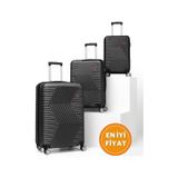 G&d Polo Suitcase Abs 3'lü Siyah Lüx Valiz Seyahat Seti 600.01-set Siyah