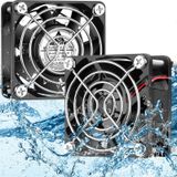 GDSTIME 60 mm x 25 mm 12 V DC IP68 Su Geçirmez Fan Çift Bilyalı Rulmanlar Fırçasız Küçük Bilgisayar Soğutma Fanı RV Buzdolabı Güneş Pil Kutusu için 2 Pimli Dış Mekan Dolabı Havalandırma, 2'li Paket