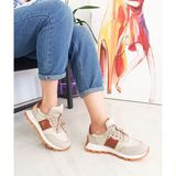 Gdt Ayakkabı Bej-Taba Renk Bağcıklı Düz Taban Kadın Sneakers - Bej - Taba