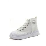 Gdt Ayakkabı Unisex Beyaz Keten Bilekli Bağcıklı Çocuk Sneakers - Beyaz