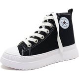 Gdt Ayakkabı Unisex Siyah Keten Bilekli Bağcıklı Çocuk Sneakers - Siyah