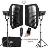Gdx 300 Rgb Iıı Profesyonel Ikili Fotoğrafçılık ve Video Renkli Dolgu Işığı Seti - Siyah