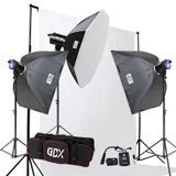 GDX BM400 3’lü Paraflaş Seti 1200Ws + 3x6m Fon Perde ve Fon Standlı Komple Stüdyo Seti