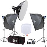 GDX BM400 3’lü Paraflaş Seti 1200Ws + 60x60cm Ürün Çekim Çadırlı Komple Stüdyo Seti
