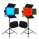 GDX CF-LED 600RGB 2'li LED Işık Seti 3200-5600K Toplam 120W Güç Bi-Color ve RGB Işık Ayaklı Çantalı Set