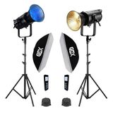 GDX EXC-180RGB-II RGB LED Video Işığı 2’li Set 360W Toplam Güç 2x 60x90 Softbox 260cm Kalın Işık Ayağı