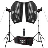 GDX HD-120II C BiColor LED Video Işığı 2’li Set 240W 2x Gridli Softbox 260cm Işık Ayağı