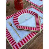 Ge Living 2 Adet Candy Serisi %100 Keten Tabak Üstü Servis Peçetesi - 40 x 40 cm - Pembe