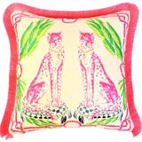 Ge Living Çita Desenli Krem Rengi Kadife Dekoratif Kırlent Kılıfı 45 x 45 cm - Standart