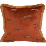 Ge Living Dekoratif Leopar Desenli Kiremit Kadife Kırlent Kılıfı 45 x 45 cm - Standart