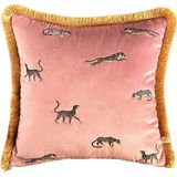 Ge Living Dekoratif Leopar Desenli Pembe Kadife Kırlent Kılıfı 45 x 45 cm - Standart