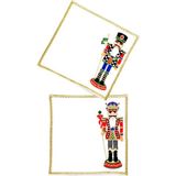 Ge Living Dekoratif Nutcracker Kurşun Asker Desenli Keten 2'li Kokteyl Peçetesi - Beyaz - Standart