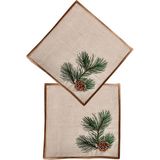 Ge Living Dekoratif Yılbaşı Kozalak Desenli Kokteyl Peçete - 2´adet - 15 x 15 cm - Bej