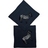 Ge Living Dekoratif Zebra Desenli Antrasit Gri Kokteyl Peçetesi - 2 Adet - 15 x 15 cm