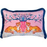 Ge Living Kaplan Desenli Pembe Kadife Dekoratif Kırlent Kılıfı 40 x 60 cm - Standart