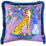Ge Living Leopar Desenli Mor Kadife Dekoratif Kırlent Kılıfı 45 x 45 cm - Standart