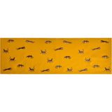 Ge Living Leopar Desenli Özel Tasarım Sarı Keten Runner 40X120 cm - Standart