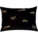 Ge Living Leopar Desenli Siyah Kadife Dekoratif Kırlent Kılıfı 35 x 50 cm - Standart