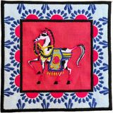 Ge Living Pembe At Desenli Dekoratif Kokteyl Peçete ( 1 Adet ) - 15 x 15 cm - Pembe - Mavi