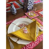 Ge Living Pembe Köpek Desenli Hardal Keten Dekoratif Servis Peçetesi ( 1 Adet ) - 45 x 45 cm