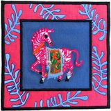 Ge Living Pembe Zebra Desenli Lacivert Keten Dekoratif Kokteyl Peçete ( 1 Adet ) - 15 x 15 cm