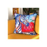 ge living Zebra Desenli Dekoratif Kadife Yastık Kılıfı – 50x50 cm – Renkli Etnik Tasarım Kırlent Kılıfı
