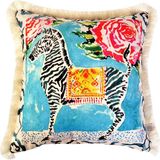 Ge Living Zebra Desenli Kadife Dekoratif Kırlent Kılıfı 45 x 45 cm - Bej - Standart
