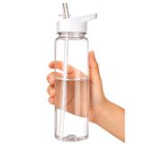 GearTek Tritan Şeffaf Pipetli Su Şişesi | BPA İçermeyen 24 oz Spor Su Şişesi | Okul, Ofis, Spor Salonu, Bisiklet için Sızdırmaz Tekrar Kullanılabilir Kapaklı Plastik İçecek Şişeleri