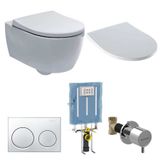 Geberit Rimfree Alpha 10 Soft Slim Parlak Krom İcon Asma Klozet Seti