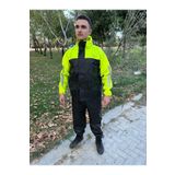 geborgenheit Kadın Erkek Fosforlu Yeşil Motorcu Yağmurluk Astarlı Motosiklet Kurye Yağmurluğu Cepli