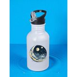Gece Ay Baskılı Matara Suluk 600 ml - Kız Çocuk Suluk, Kız Sulukları