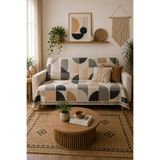 GECE HOME Çok Amaçlı Modern Bohem Kadife Koltuk Örtüsü,Çekyat Örtüsü Piknik Örtüsü Masa örtüsü Kaymaz süngerli 165x217