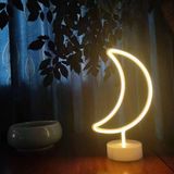 Gece Lambası Dekor Amaçlı Pil İle Çalışan Ay Tasarımlı 3D Neon Led Masa