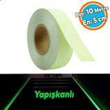 Gece Parlayan Fotolümen Yeşil Reflektörlü Fosforlu Oto Reflektif Düz Şerit Bant 5 cm 10 mt Ikaz Bandı