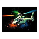 Gece Uçan Helikopter Hediyelik Ahşap Tablo 35cm X50cm