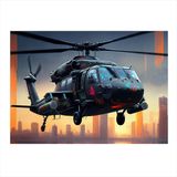Gece Uçuş Helikopteri Model Ahşap Tablo 50cmX 70cm