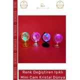 #Gecelambası Dekoratif Ledli Hediye Kristal Küre Gece Lambası Renk Değiştiren Mini Işıklı Cam Kristal Dünya Vitrin