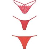 Gecko Collection Kadın String Tanga Ip Lastikli Kombin 3 Adet - Kırmızı - 2XL