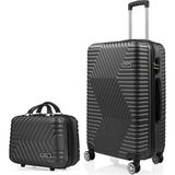 Gedox Dzc Kuzenler Avm Orta Boy ve Makyaj G&d Polo Suitcase Abs Lüx Valiz Seyahat Seti 2 Li - Siyah