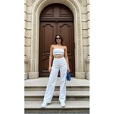 geenz manifacture Hayal Beyaz Kadın Yüksek Bel Jeans Salaş Kot Pantolon Palazzo